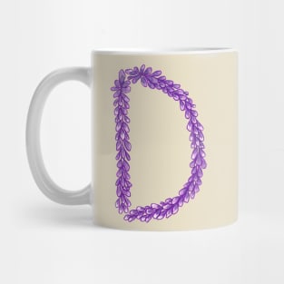 Lavender Letter D Hand Drawn in Watercolor and Ink Mug